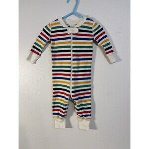 Hanna Andersson Full Zip Pajamas 3-6 Months Rainbow Stripes One Piece